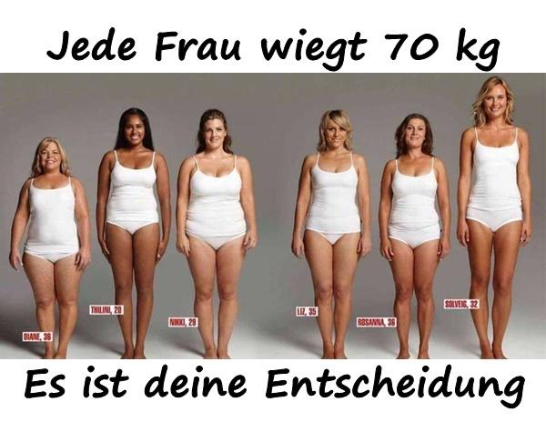 Jede Frau wiegt 70 kg. Es ist deine Entscheidung.