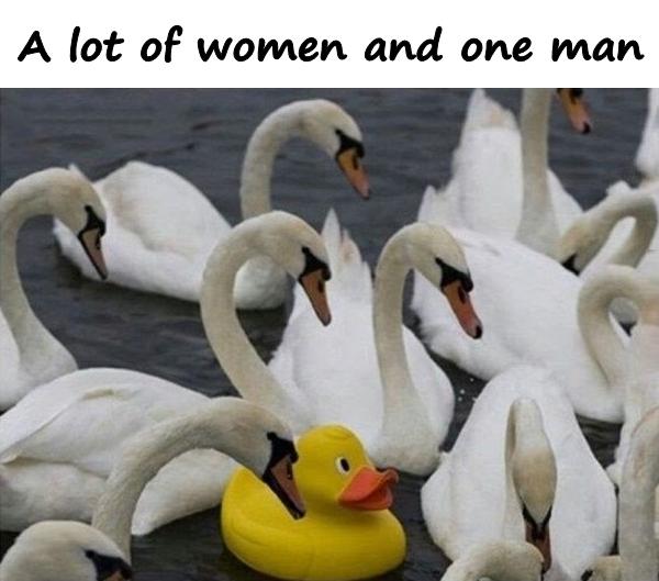 A lot of women and one man