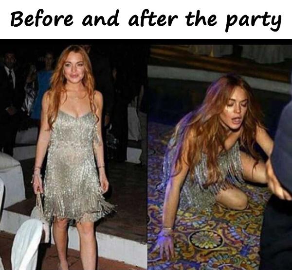Before and after the party