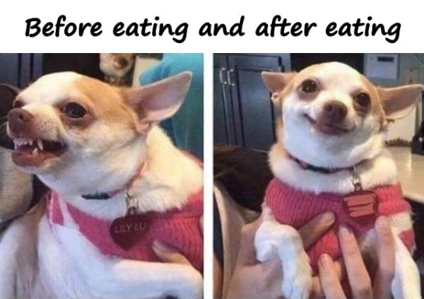 Before eating and after eating