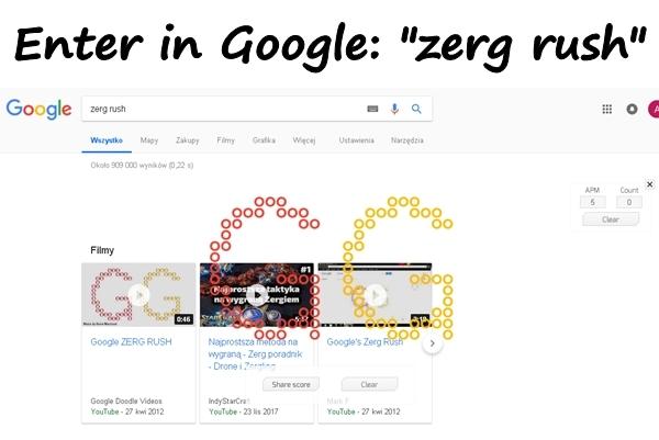 Enter in Google: "zerg rush"