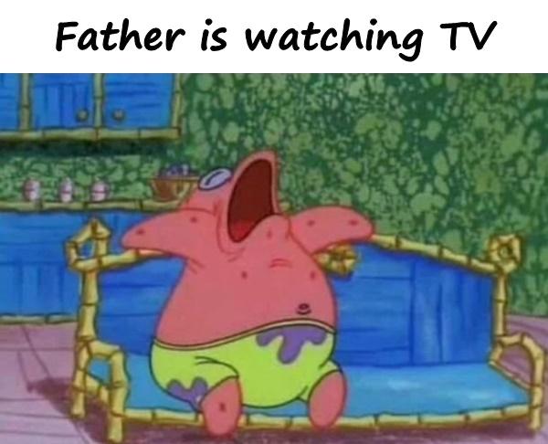 Father is watching TV