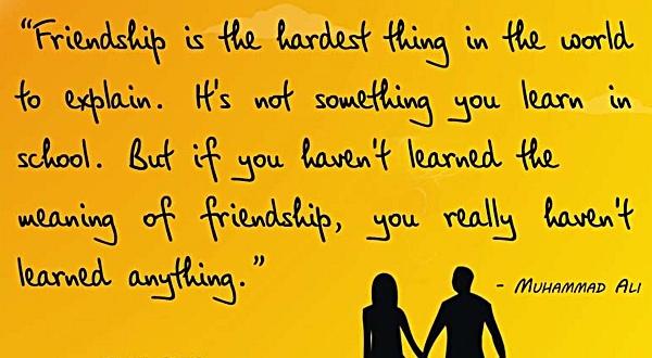Friendship is the hardest thing in the world to explain. It's not something you learn in school. But if you haven't learned the meaning of friendship, you really haven't learned anything.