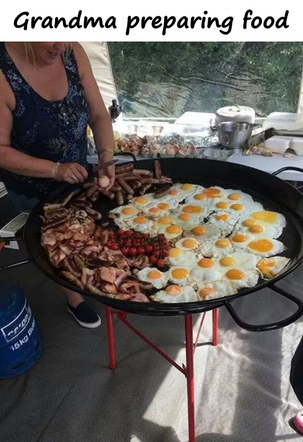 Grandma preparing food