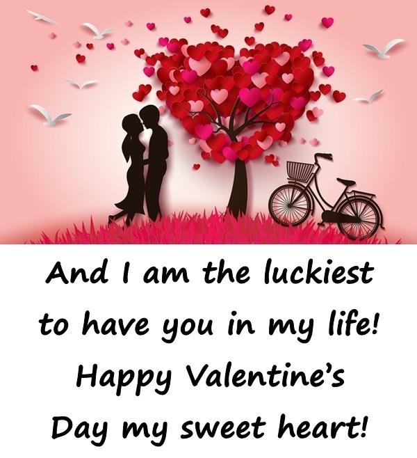 And I am the luckiest to have you in my life! Happy Valentines Day my sweet heart!