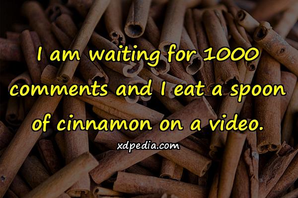 I am waiting for 1000 comments and I eat a spoon of cinnamon on a video.