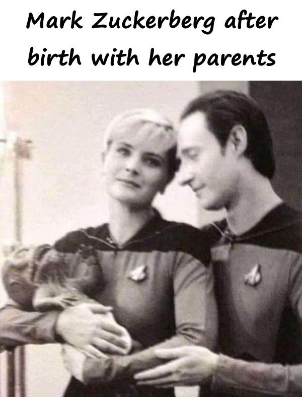 Mark Zuckerberg after birth with her parents