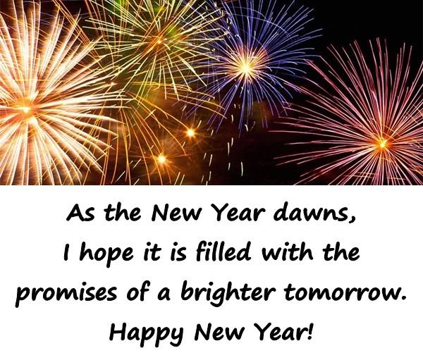 As the New Year dawns, I hope it is filled with the promises of a brighter tomorrow. Happy New Year!