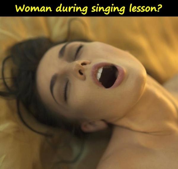 Woman during singing lesson?