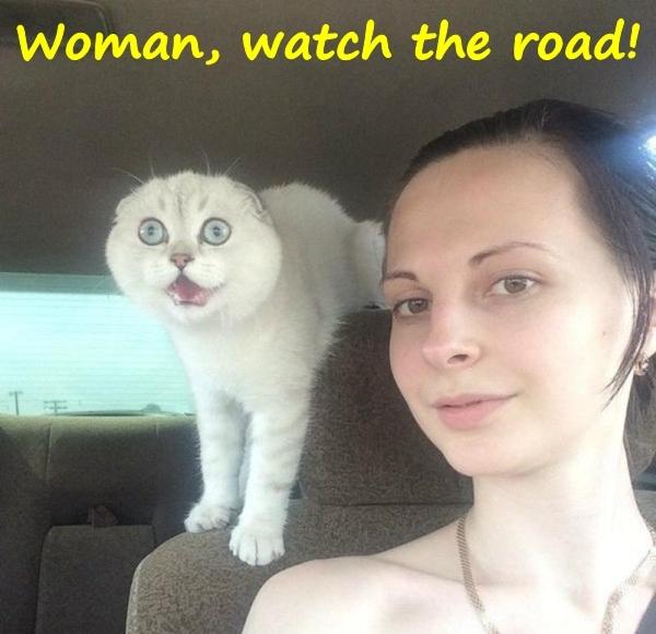 Woman, watch the road