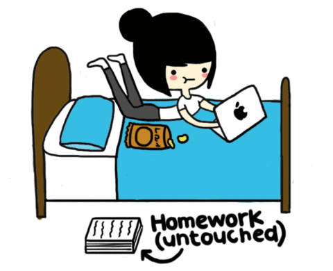 Praca domowa - nietknięta. Właśnie tak wyglądam podczas odrabiania prac domowych.
